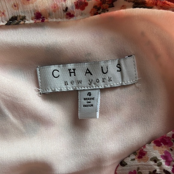 CHAUS Floral Pleat Dress in Pink and Orange - Picture 8 of 8